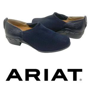 Ariat Black Stretch Textile & Leather Western Slip On Loafers Shooties Sz 8